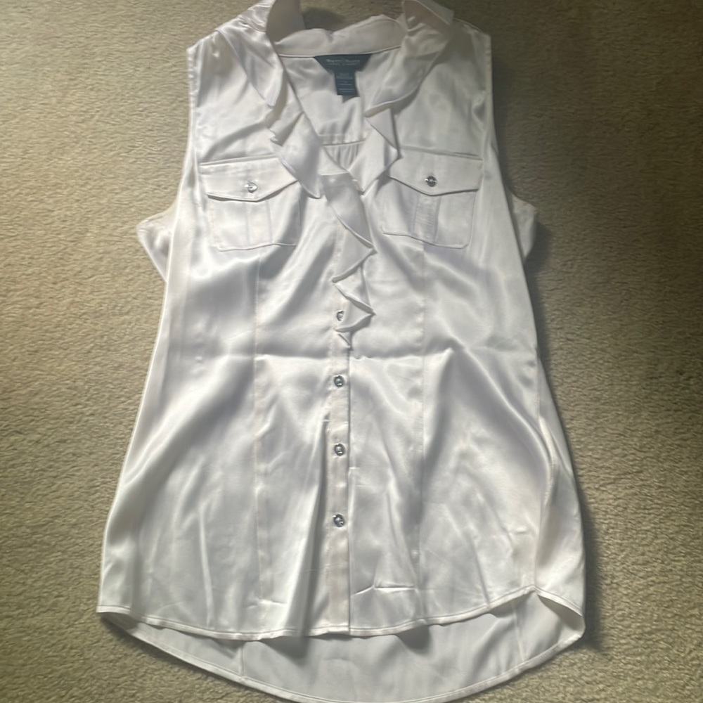 white house black market cream silk blouse